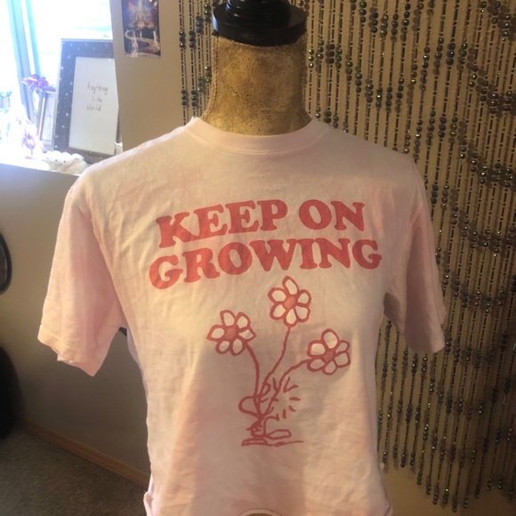 Pink crop top 100% cotton oversized size XS by Peanuts adorable for working out - Picture 7 of 8